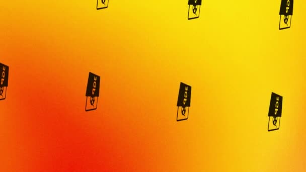 Spinning 3gp Dateiformat-Icon-Animation auf orange und gelb - Filmmaterial, Video