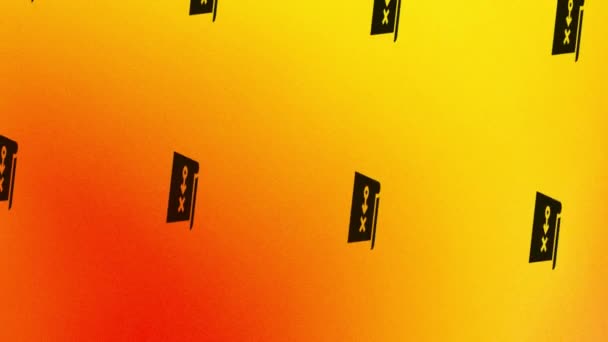 página giratoria con animación de ícono de destino en naranja y amarillo - Imágenes, Vídeo