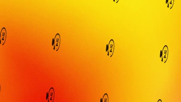 draaien 24 uur pictogram animatie op oranje en geel - Video