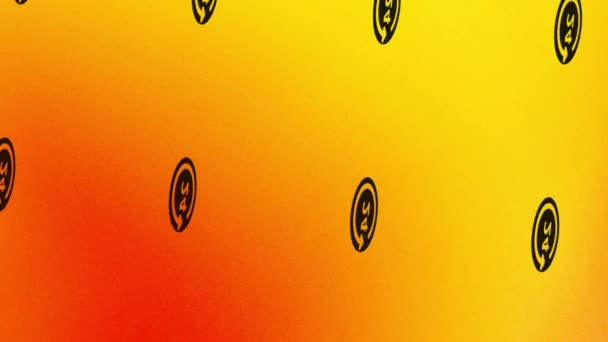 turuncu ve sarı üzerine dönen 24 sembolün animasyonu - Video, Çekim