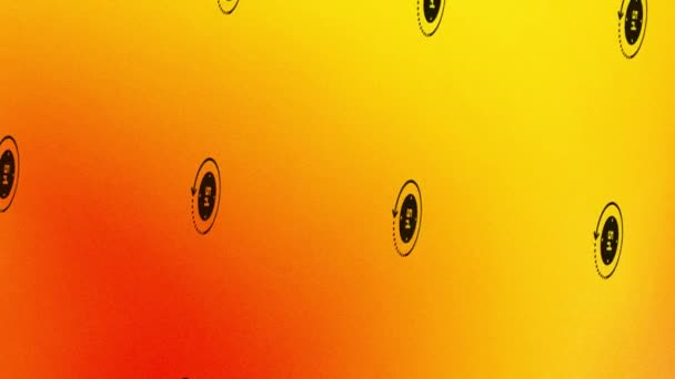 draaien 24 uur symbool animatie op oranje en geel - Video