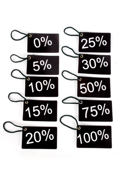 Different tags with the percentage level - Photo, Image