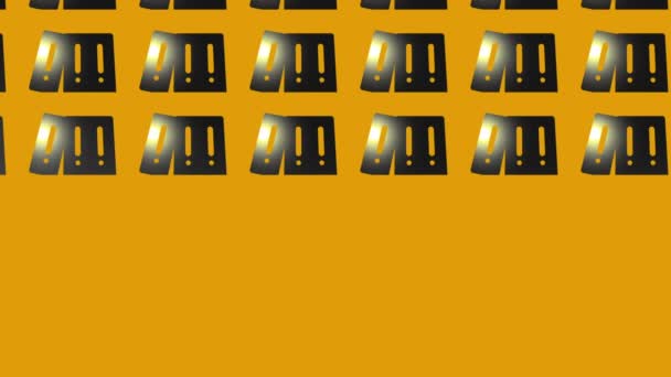 animacja czarnych folderów z wykrzyknikiem znak ikona na żółtym - Materiał filmowy, wideo