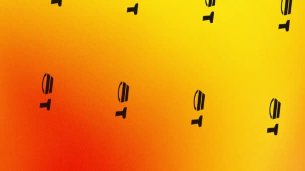 rotating bucket with spade icon animation on orange and yellow - Video, Çekim