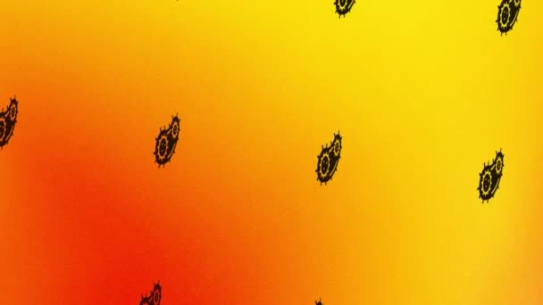 turuncu ve sarı üzerinde dönen bakteri simgesi animasyonu - Video, Çekim