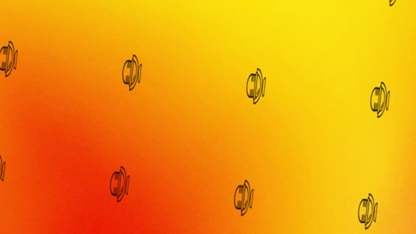 вращающаяся анимация иконки микрофона на оранжевом и желтом - Кадры, видео