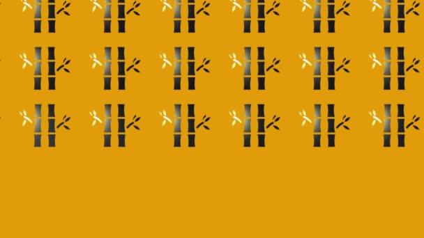 animazione di bambù nero bastoni icona su giallo - Filmati, video