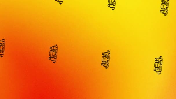 animation d'icône de sac à dos rotatif sur orange et jaune - Séquence, vidéo