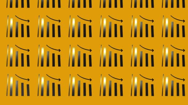 animation de l'icône graphique à barres noires sur jaune - Séquence, vidéo