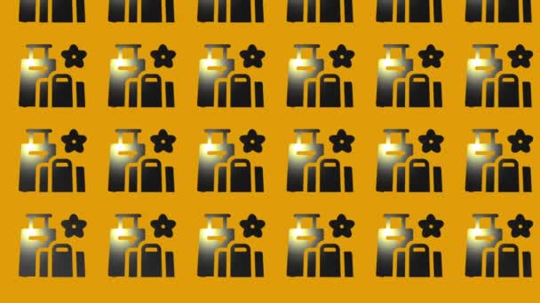 animación del icono de equipaje de viaje negro en amarillo - Metraje, vídeo