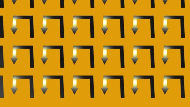 animación de flecha negra que muestra el icono hacia abajo en amarillo - Metraje, vídeo