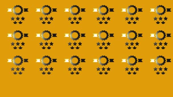 анимация черной награды и значок мяча звезды на желтый цвет - Кадры, видео
