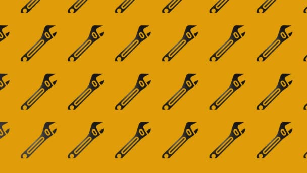 animación del icono de la llave inglesa negra en amarillo - Metraje, vídeo