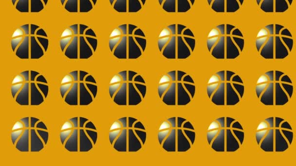 Animation der schwarzen Basketball-Ikone auf gelb - Filmmaterial, Video
