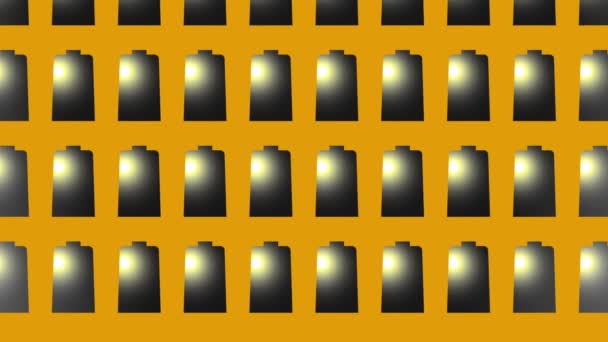 animazione dell'icona nera della batteria piena su giallo - Filmati, video