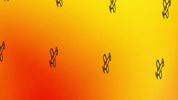 κινούμενο εικονίδιο αεροπλάνου σε πορτοκαλί και κίτρινο - Πλάνα, βίντεο