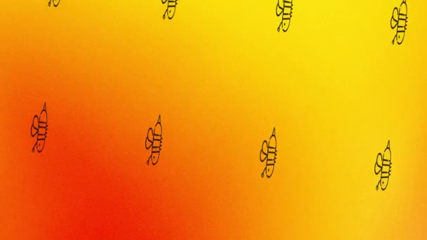 roterende bij pictogram animatie op oranje en geel - Video