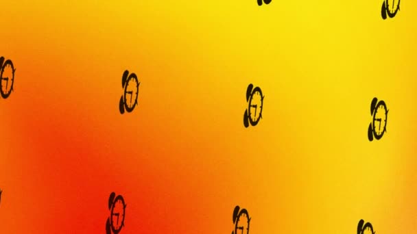 Spinning Wecker Icon Animation auf orange und gelb - Filmmaterial, Video