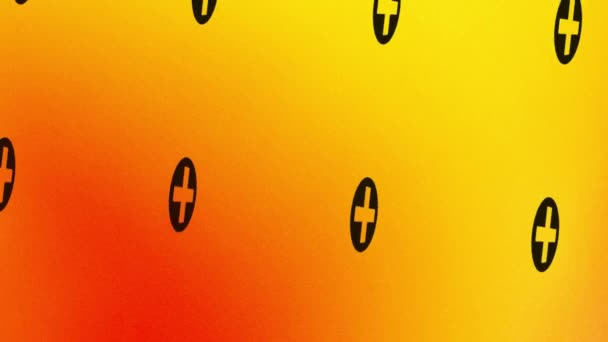 Círculo rotativo com animação de ícone de sinal positivo em laranja e amarelo - Filmagem, Vídeo
