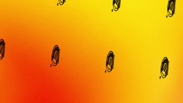 περιστρεφόμενος αστροναύτης σε εικονίδιο εικονίδιο animation σε πορτοκαλί και κίτρινο - Πλάνα, βίντεο
