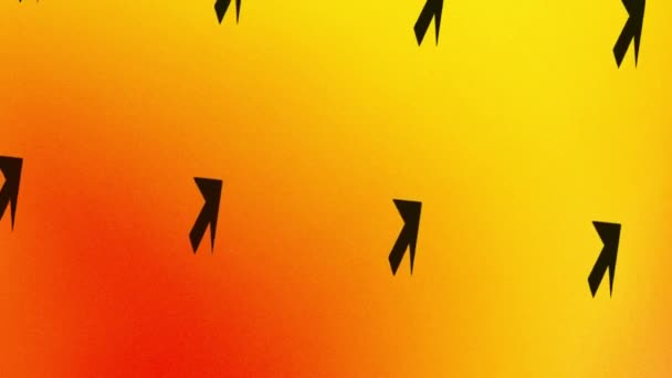 black arrow icon animation on orange and yellow - Footage, Video