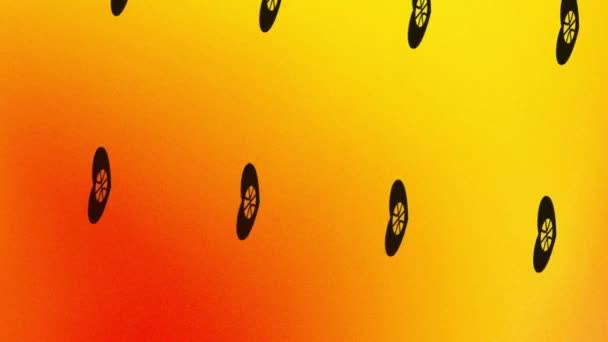coeur tournant avec l'animation de l'icône de la balle sur orange et jaune - Séquence, vidéo