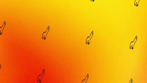вращающаяся регулируемая анимация иконки ключа на оранжевом и желтом - Кадры, видео