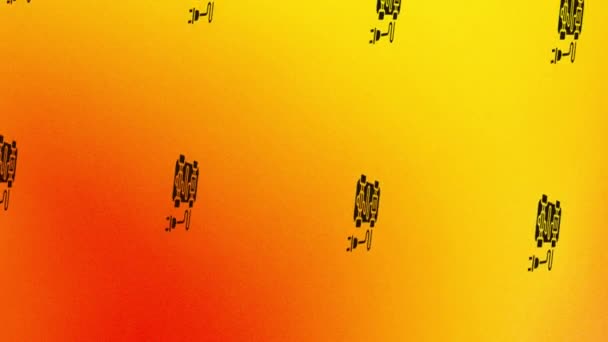draaiende elektrische auto batterij pictogram animatie op oranje en geel - Video
