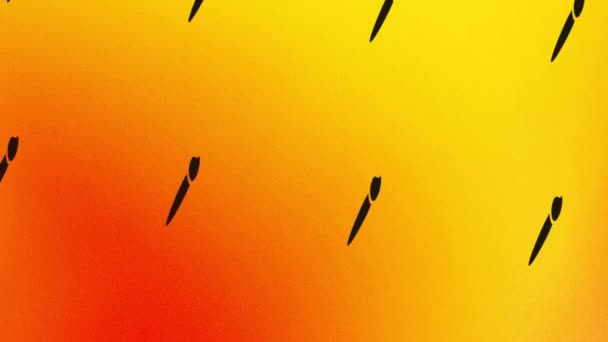 spinnen penseel pictogram animatie op oranje en geel - Video