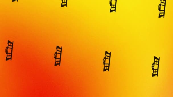 draaiende zwarte bank pictogram animatie op oranje en geel - Video