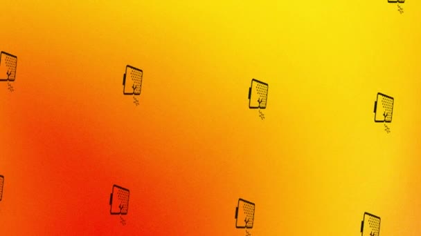 вращение черной батареи анимация иконки на оранжевый и желтый - Кадры, видео