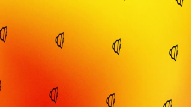 анимация значка уведомления о вращении колокола на оранжевом и желтом - Кадры, видео