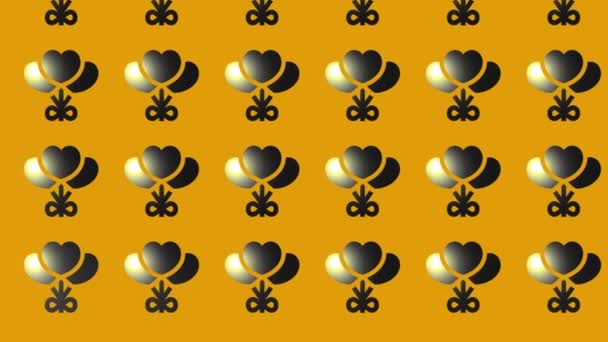 animation of black hearts balloons icon on yellow - Footage, Video