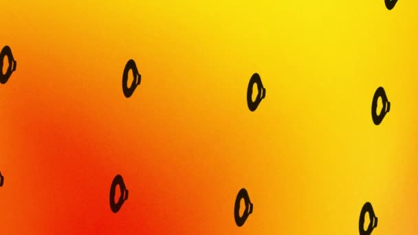draaiende hete lucht ballon pictogram animatie op oranje en geel - Video
