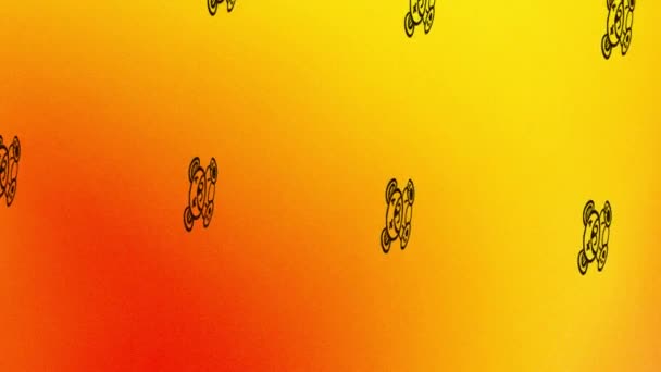 animación icono osito de peluche giratorio en naranja y amarillo - Metraje, vídeo
