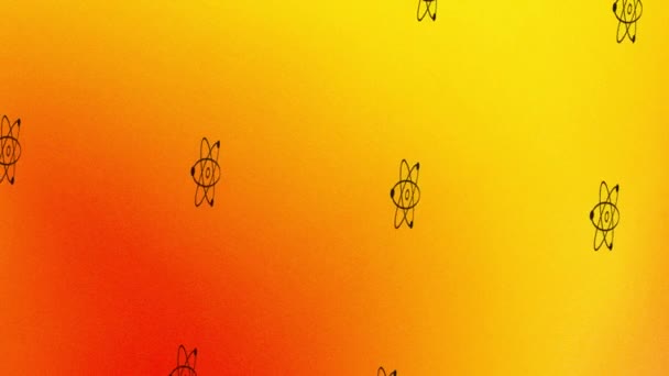 Spinning Atom Icon Animation auf orange und gelb  - Filmmaterial, Video