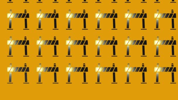 animación del icono de barrera de tráfico negro en amarillo  - Imágenes, Vídeo