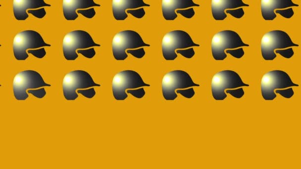 animation de l'icône du casque de baseball noir sur jaune  - Séquence, vidéo