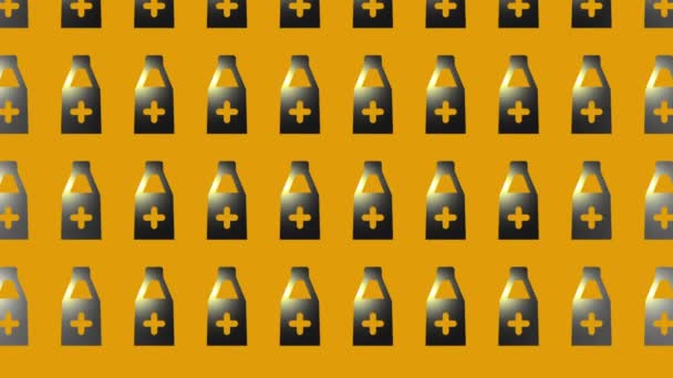 animace černé láhve s dezinfekční ikonou na žluté  - Záběry, video