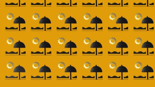 animação do ícone guarda-sol preto no amarelo, conceito de férias  - Filmagem, Vídeo