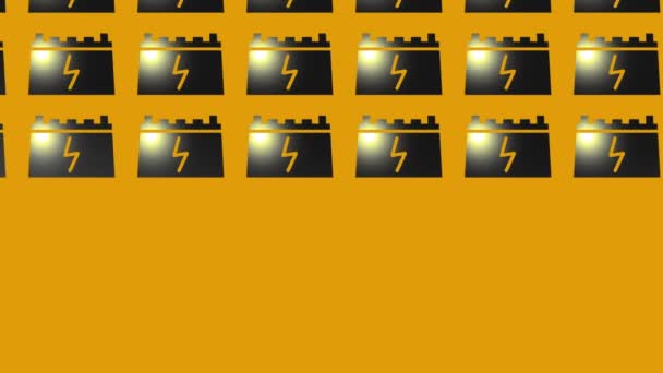 Animation der schwarzen Batterie mit Donner-Symbol auf gelb  - Filmmaterial, Video