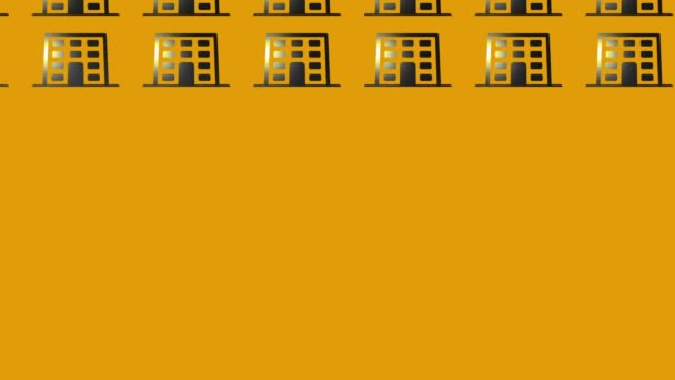 animation of residential building icon on yellow - Footage, Video