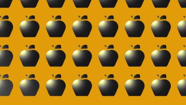 черное яблоко иконка анимация на желтый  - Кадры, видео
