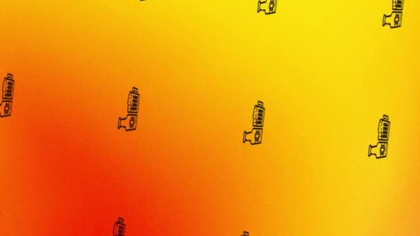 Spinnflasche und Krug mit Bier-Icon-Animation auf orange und gelb - Filmmaterial, Video