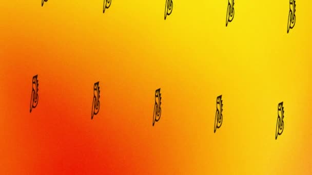 animación icono cabeza animal girando en naranja y amarillo - Metraje, vídeo
