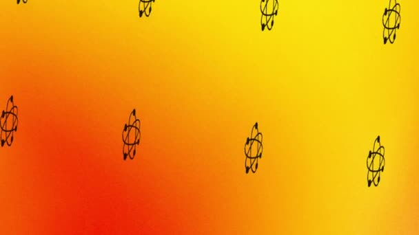 анимация иконки вращающейся молекулы на оранжевом и желтом  - Кадры, видео