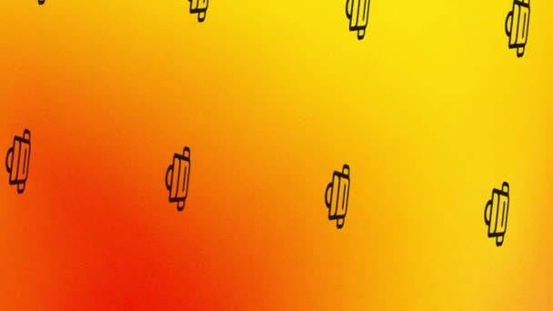 animacja ikony spinningu z plecakiem na pomarańczowo-żółtym - Materiał filmowy, wideo