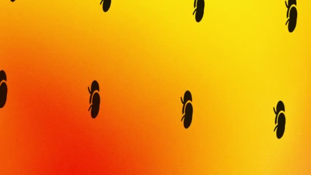 Animation des sich drehenden Symbols mit Äpfeln auf orange und gelb - Filmmaterial, Video