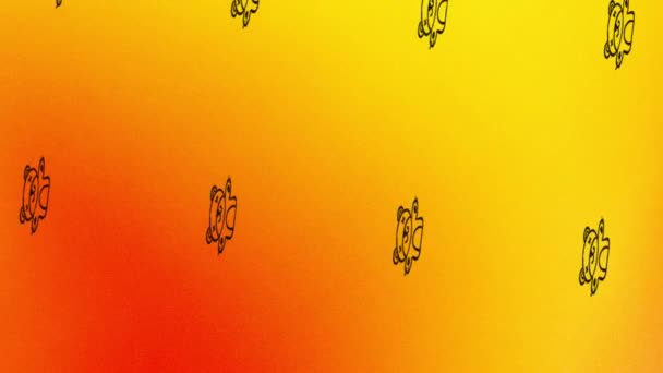 Animation der sich drehenden Ikone mit Stofftier auf orange und gelb - Filmmaterial, Video