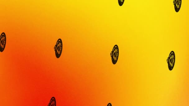 turuncu ve sarı renkli dekoratif noel balosuyla dönen ikonun animasyonu - Video, Çekim